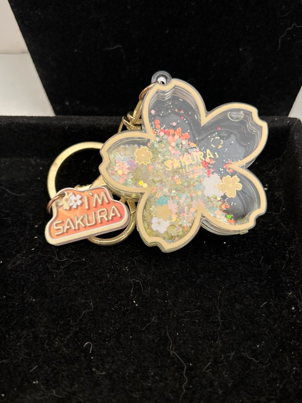 Sakura Flower Shaker Keychain - Pink Glitter